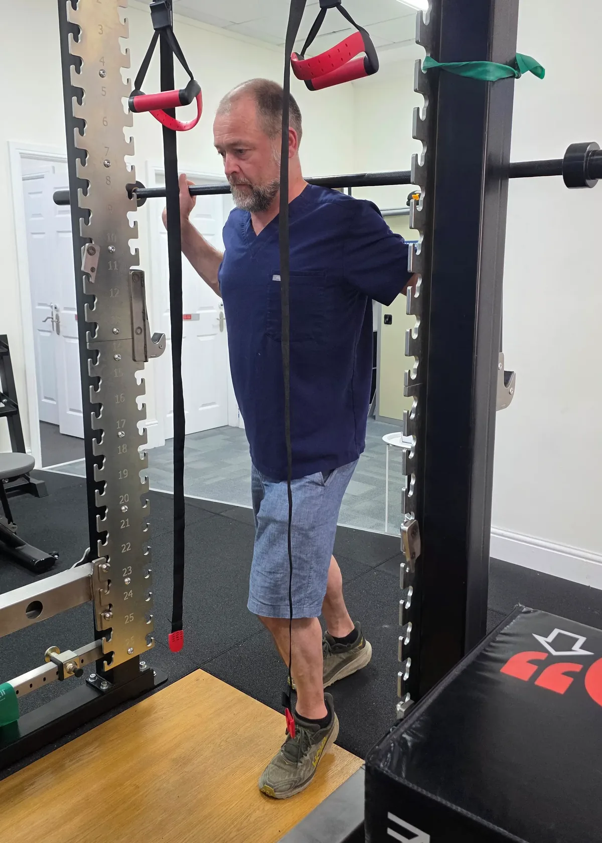 Clinician guiding lower limb rehabilitation exercise at Podiatry Clinics Yorkshire