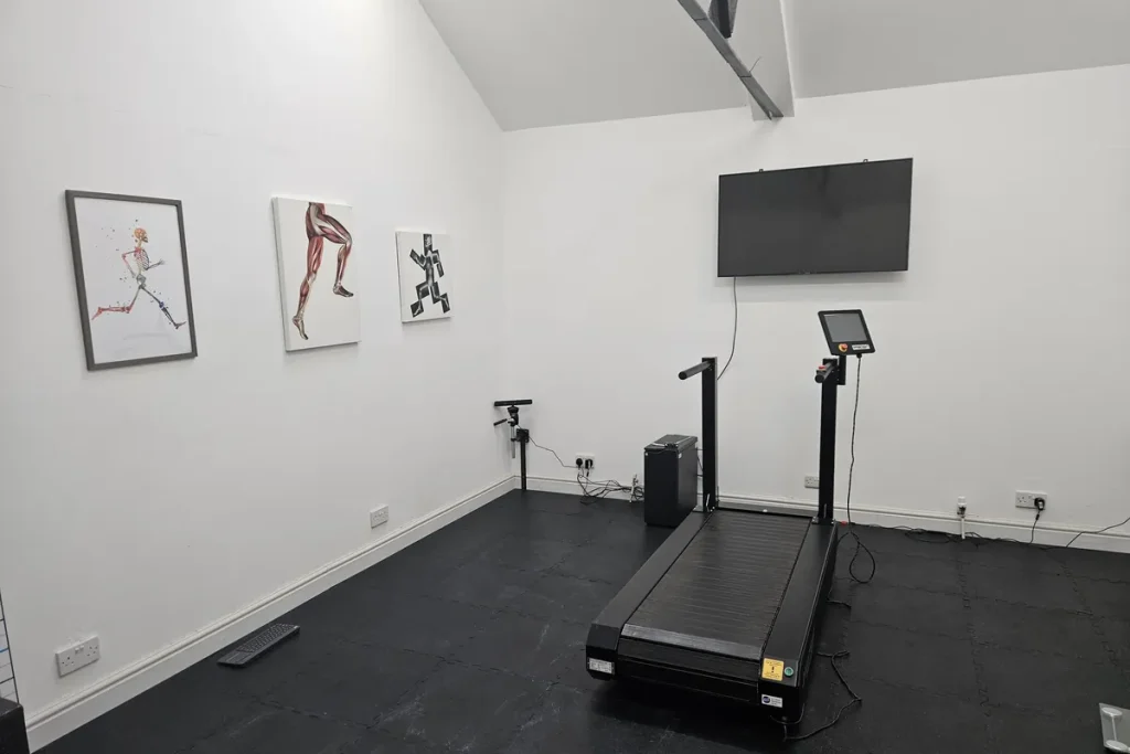 Dedicated musculoskeletal room at the Leeds clinic with the treadmill used for 3D running analysis