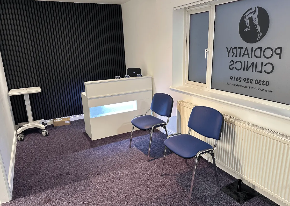 Reception area at the new Leeds Podiatry Clinic